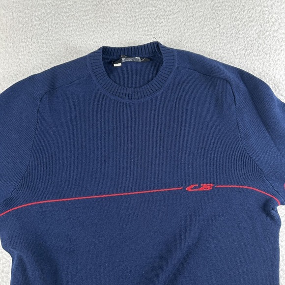 Vintage CB Sports Sweater Mens Large Navy Blue Knit Crewneck Stripe 90s Retro - Picture 8 of 14